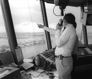 NCAR’s John McCarthy spent much of his time during the summers of 1984 and 1985 in the control tower of Denver’s Stapleton International Airport during the CLAWS project. (©UCAR. This image is freely available for media & nonprofit use.)