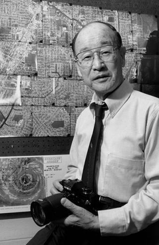 Theodore "Ted" Fujita was renowned for his meticulous work in observing and analyzing meteorological phenomena, including tornadoes and microbursts, through photographs and damage surveys as well as weather data. (Photo courtesy University of Chicago.)