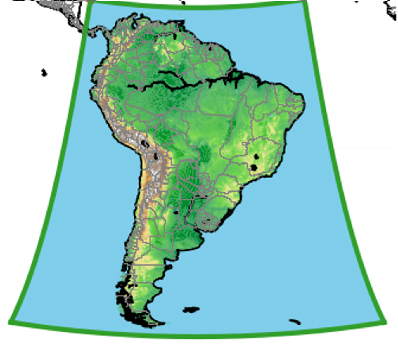Computational domain of 4 km WRF SAAG simulations.