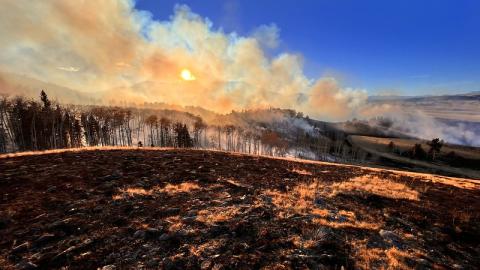 Smoke from the 2022 North Waugh prescribed fire near Canon City, Colorado.  Photo by Damon Kurtz, BLM